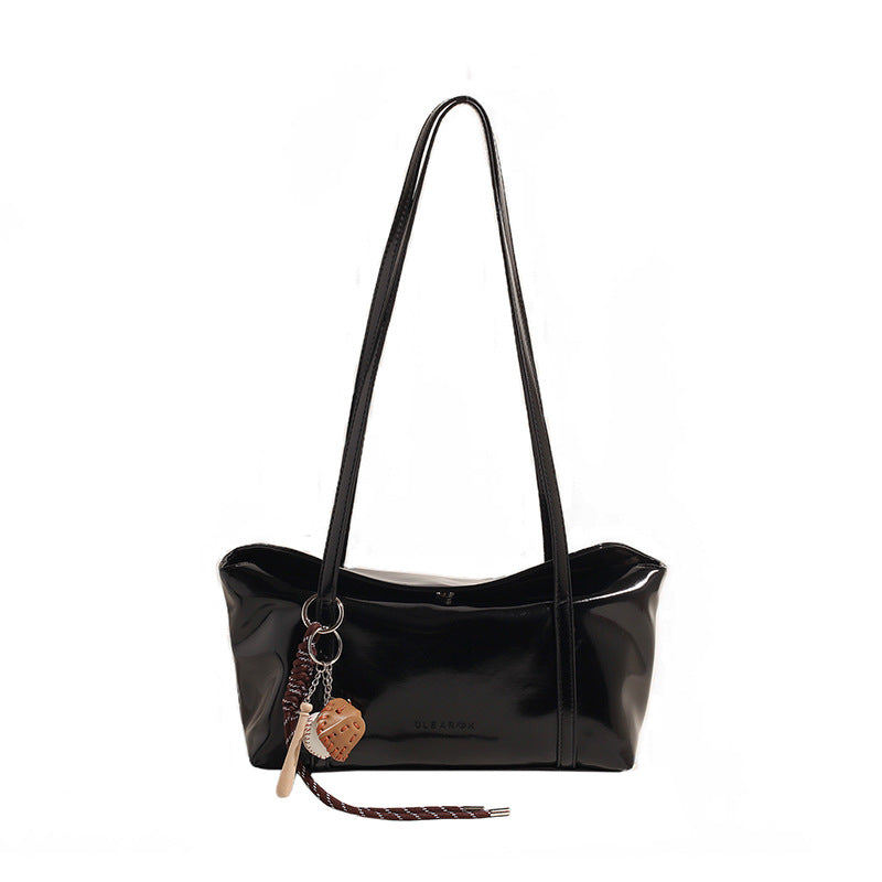 Oil Wax Leather Korean Style Flip Armpit Shoulder Bag