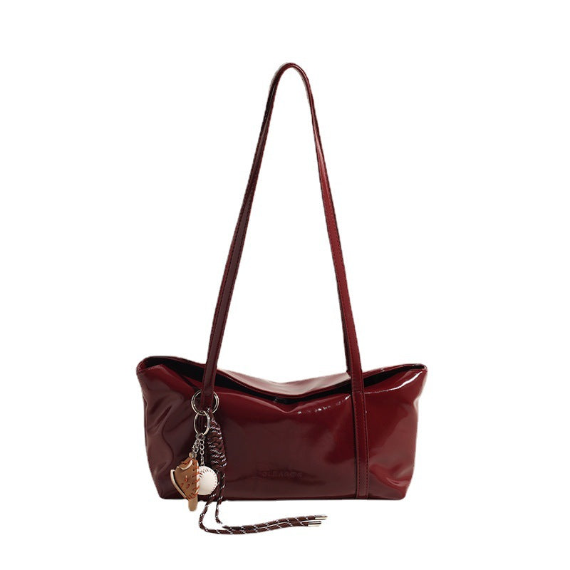 Oil Wax Leather Korean Style Flip Armpit Shoulder Bag