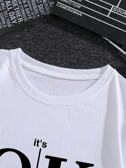 Ok Graphic Round Neck Short Sleeve T-shirt
