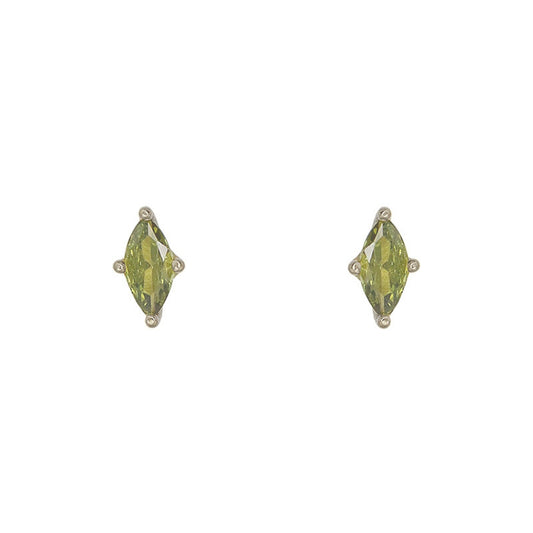 Olive green horse-eye stud earrings