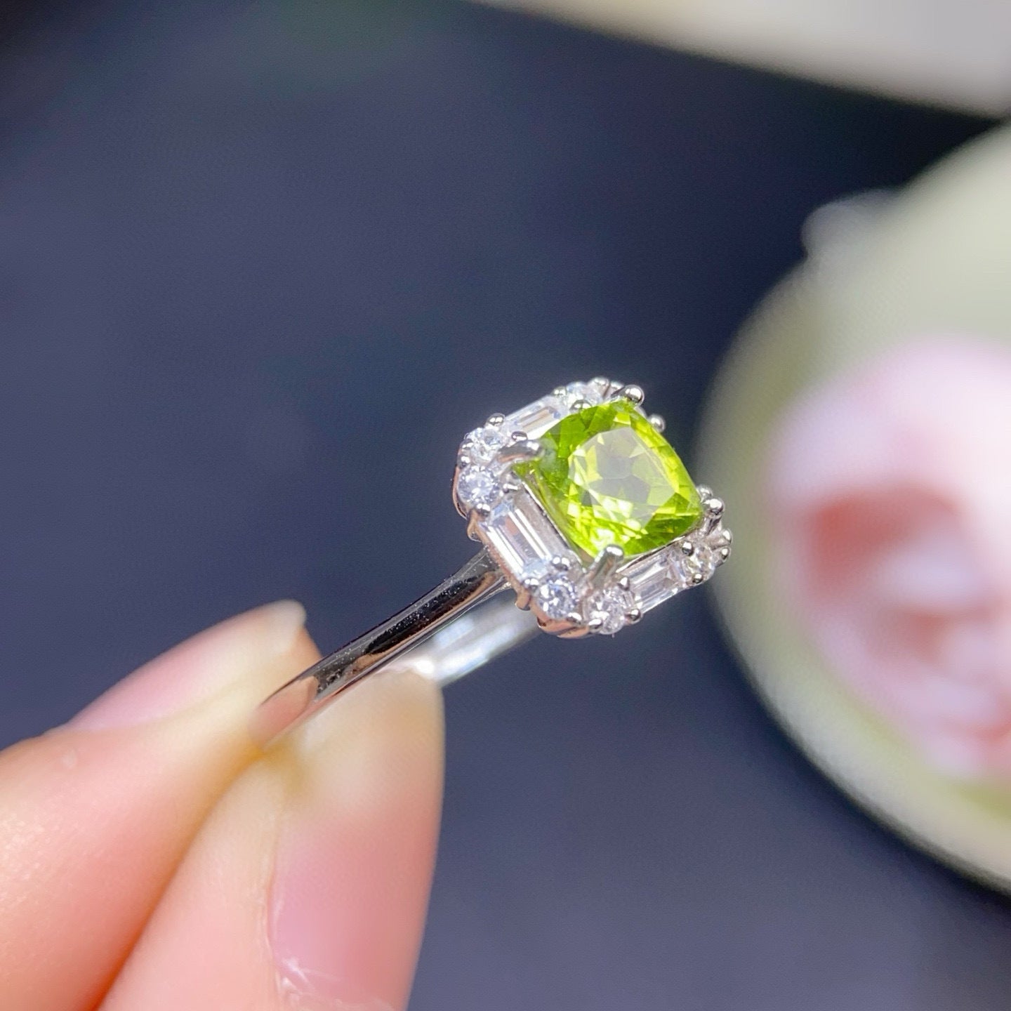 Olivine Silver Ring
