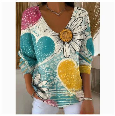 Ombre V-Neck Long Sleeve Top