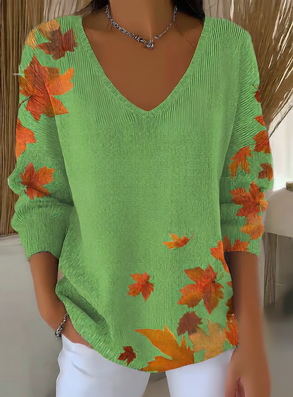 Ombre V-Neck Long Sleeve Top