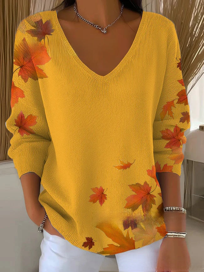 Ombre V-Neck Long Sleeve Top