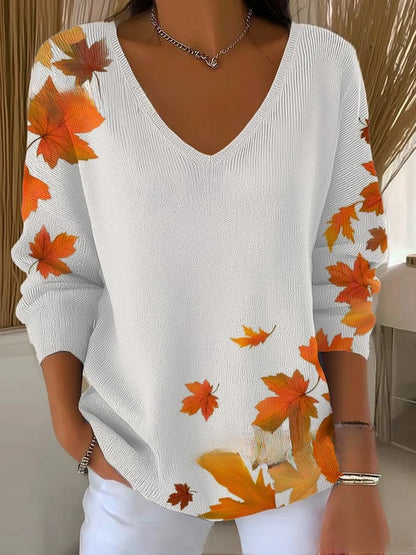 Ombre V-Neck Long Sleeve Top
