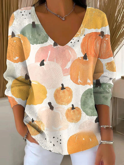 Ombre V-Neck Long Sleeve Top