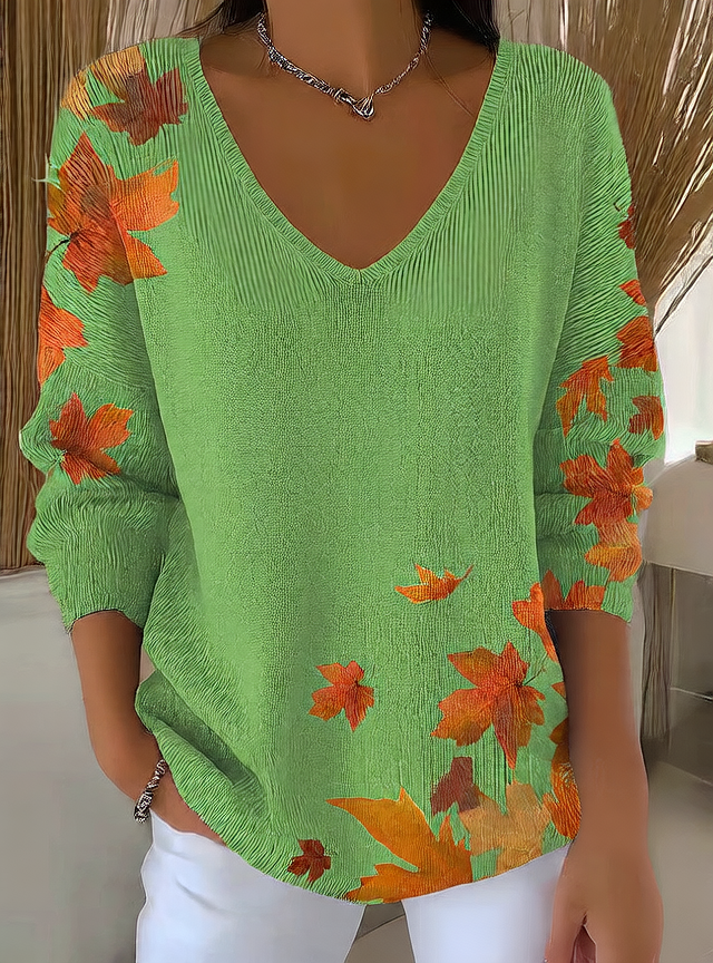 Ombre V-Neck Long Sleeve Top