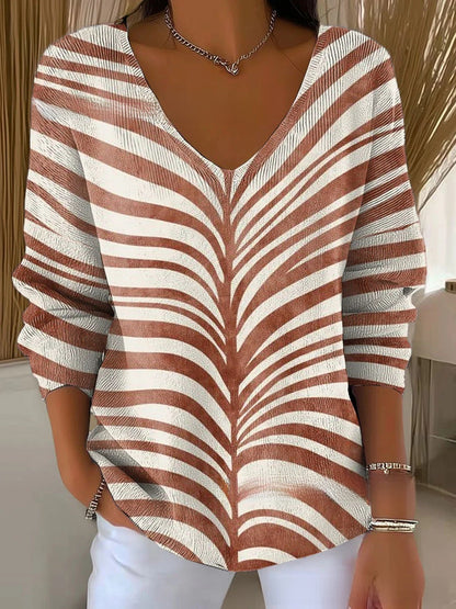 Ombre V-Neck Long Sleeve Top