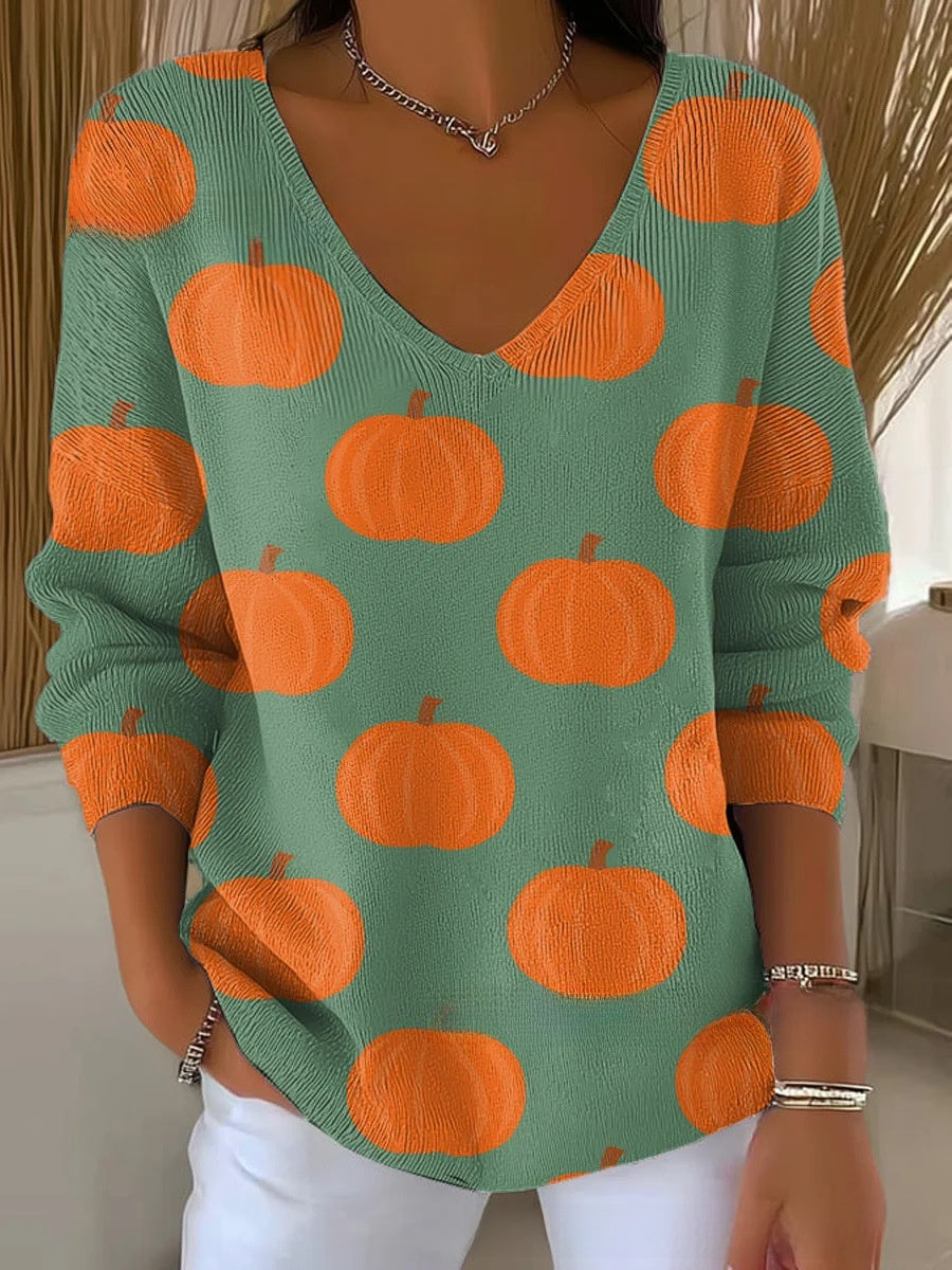 Ombre V-Neck Long Sleeve Top