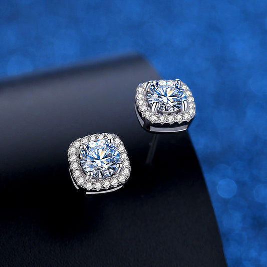 One Carat Zircon Imitation Moissanite Earrings