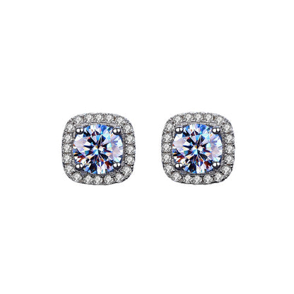 One Carat Zircon Imitation Moissanite Earrings