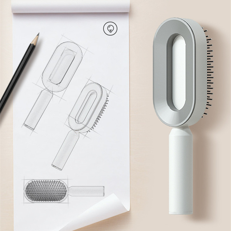 One-Key Self Cleaning Anti-Static Hair Brush for Women's Hair Airbag Scalp Massage Comb