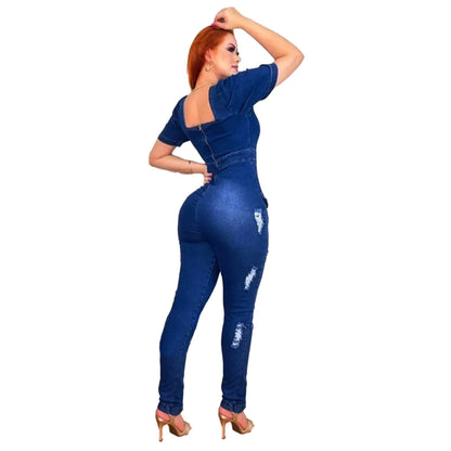 One-piece denim pants