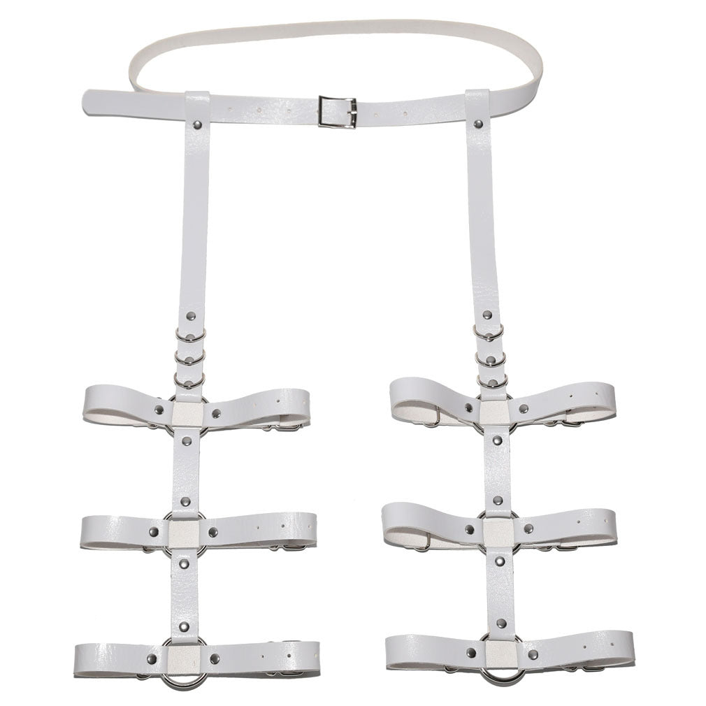 One-piece multi-ring belt and leg ring pants