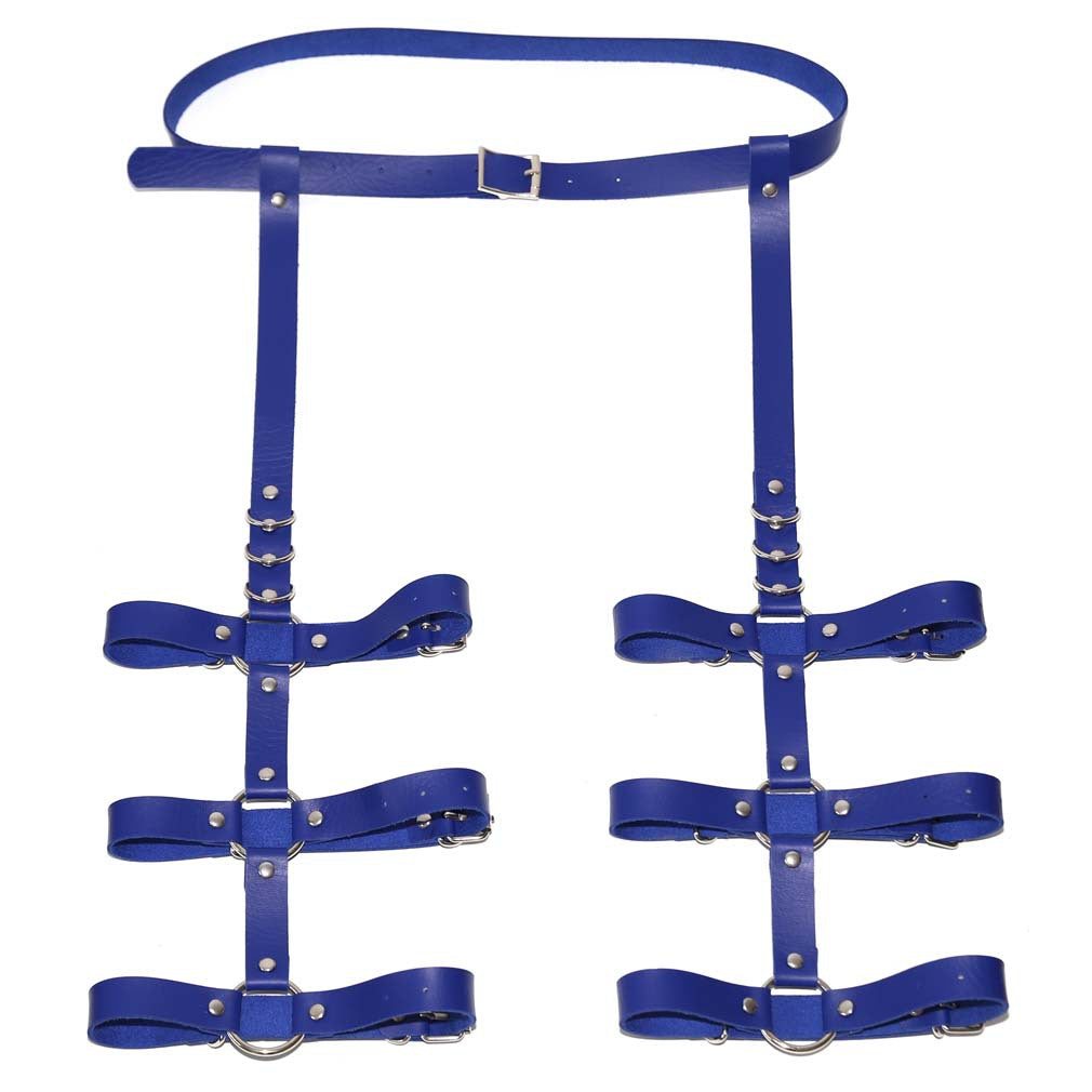 One-piece multi-ring belt and leg ring pants