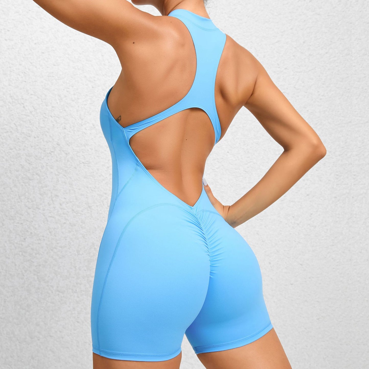 One-piece quick-drying pleated fitness jumpsuit