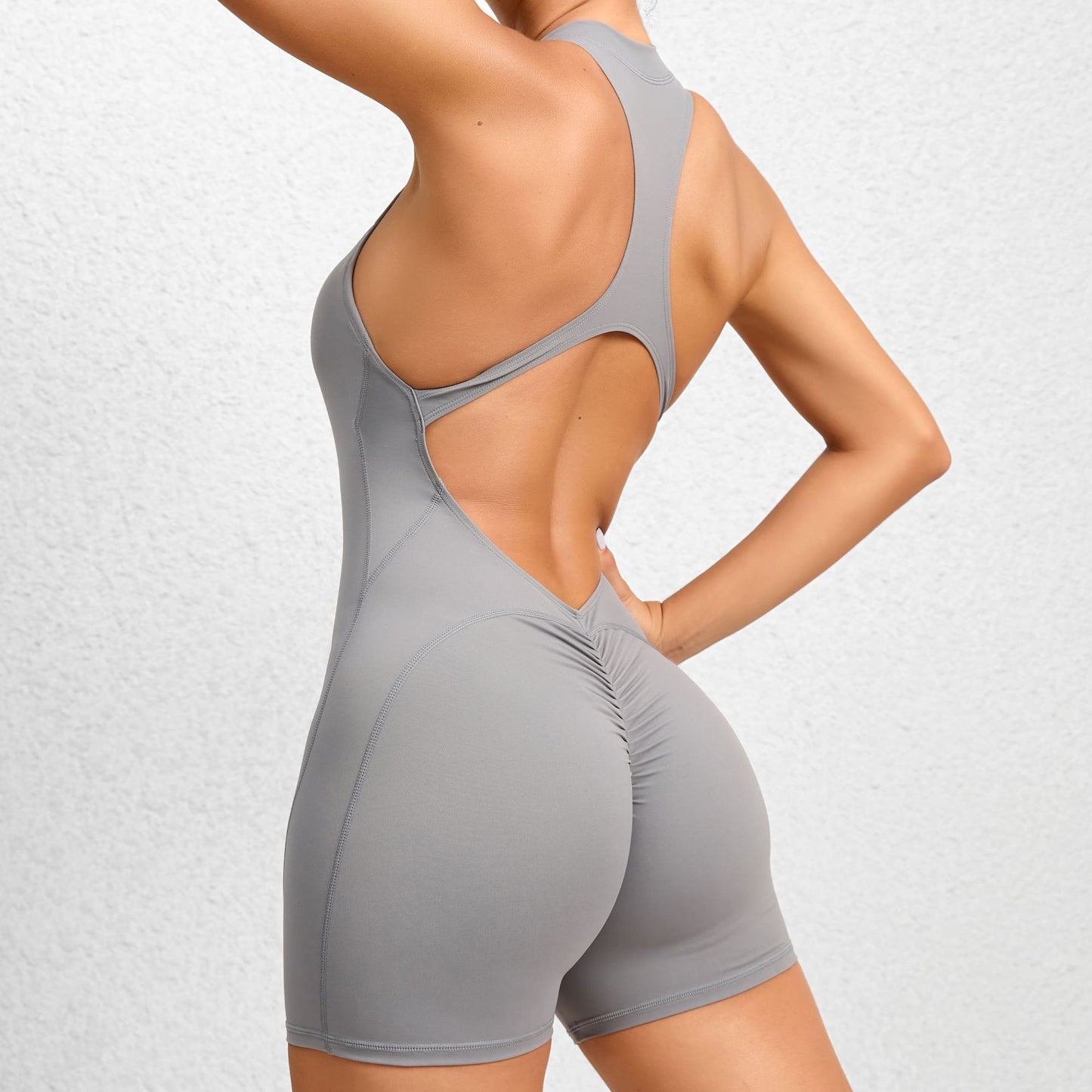One-piece quick-drying pleated fitness jumpsuit