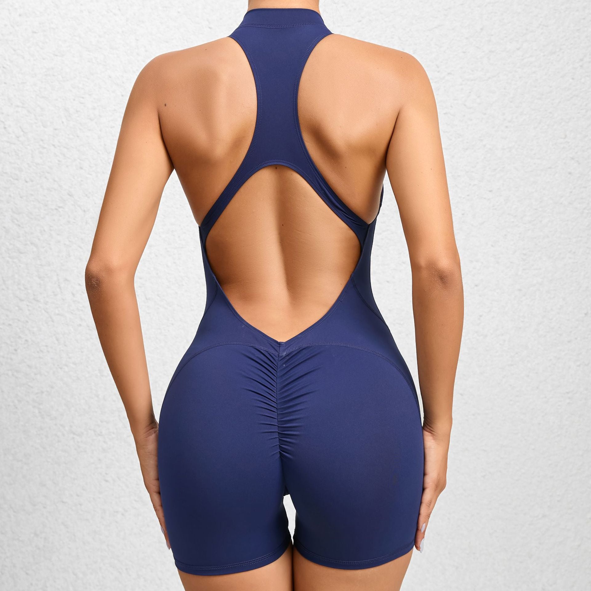 One-piece quick-drying pleated fitness jumpsuit