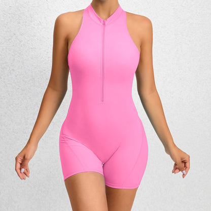 One-piece quick-drying pleated fitness jumpsuit