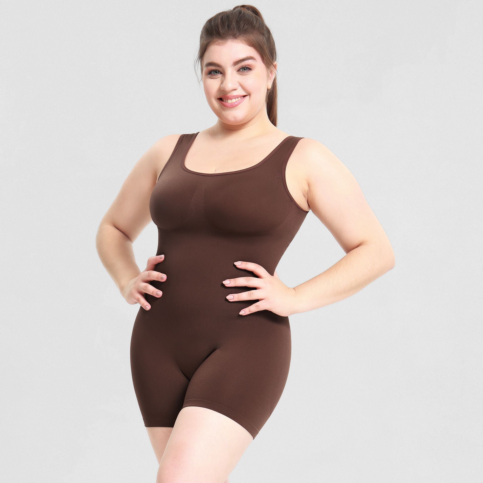 One-piece shaping and slimming body garment