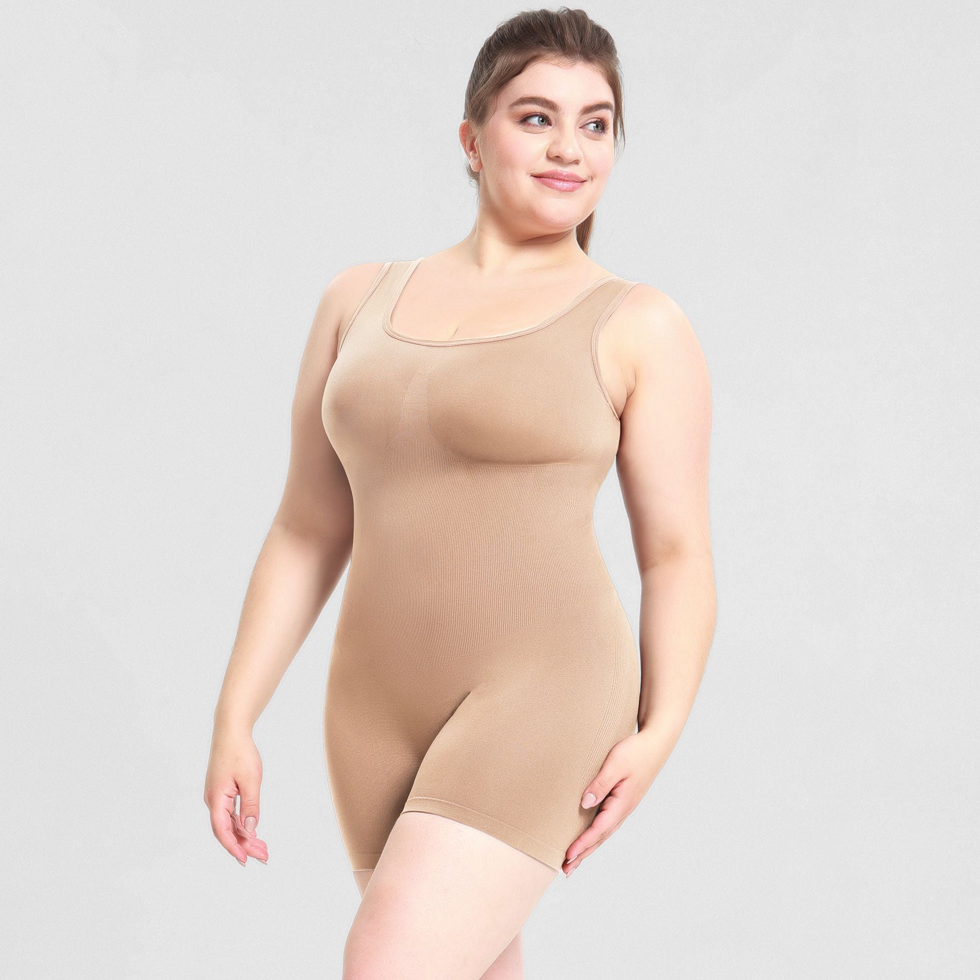 One-piece shaping and slimming body garment