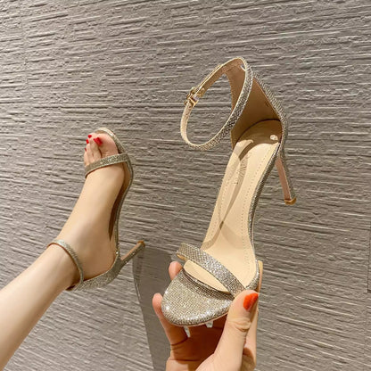 one-piece strappy high heels