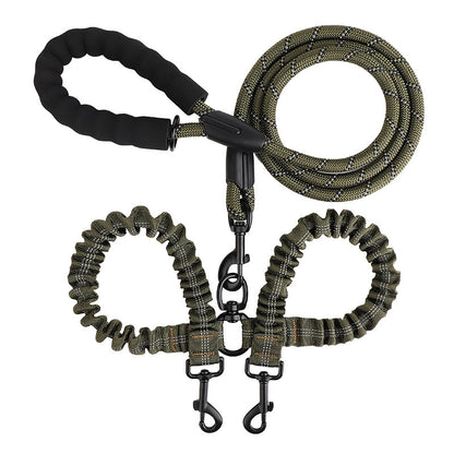 One retractable double-ended pet leash