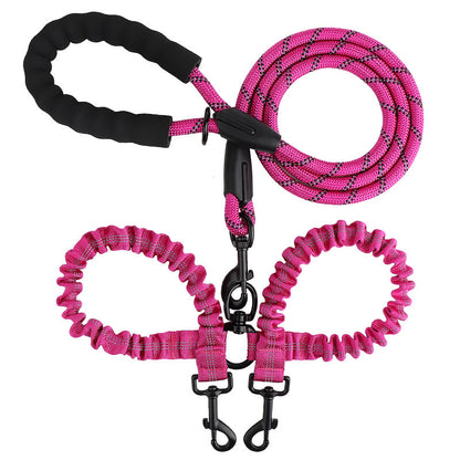 One retractable double-ended pet leash