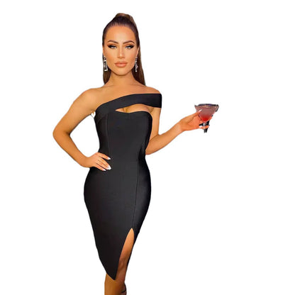 One Shoulder Bandage Bodycon Dress