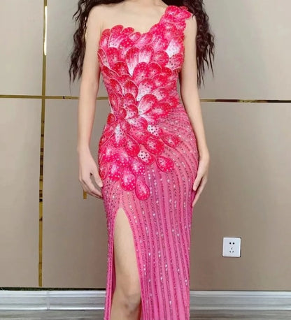 One Shoulder Fishtail Evening Dress