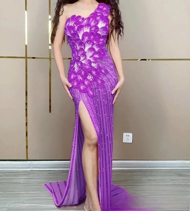 One Shoulder Fishtail Evening Dress