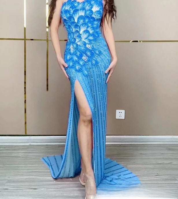 One Shoulder Fishtail Evening Dress