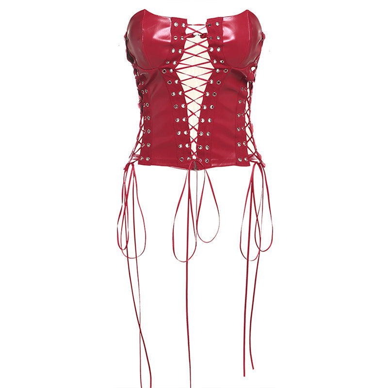 One-shoulder fitted backless mini top