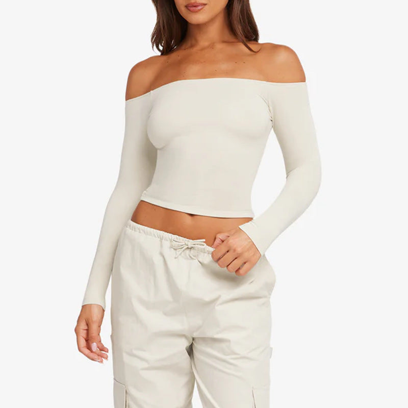 One-shoulder long-sleeved yoga suit