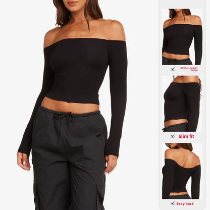 One-shoulder long-sleeved yoga suit