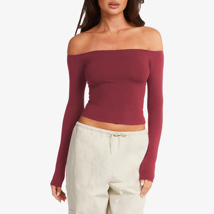 One-shoulder long-sleeved yoga suit