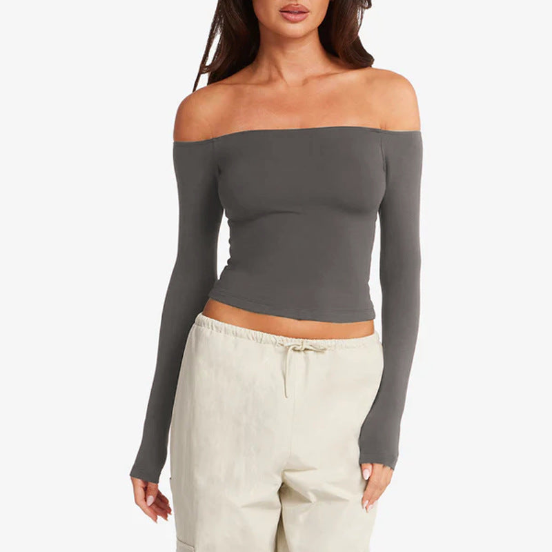 One-shoulder long-sleeved yoga suit