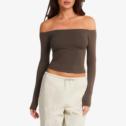 One-shoulder long-sleeved yoga suit