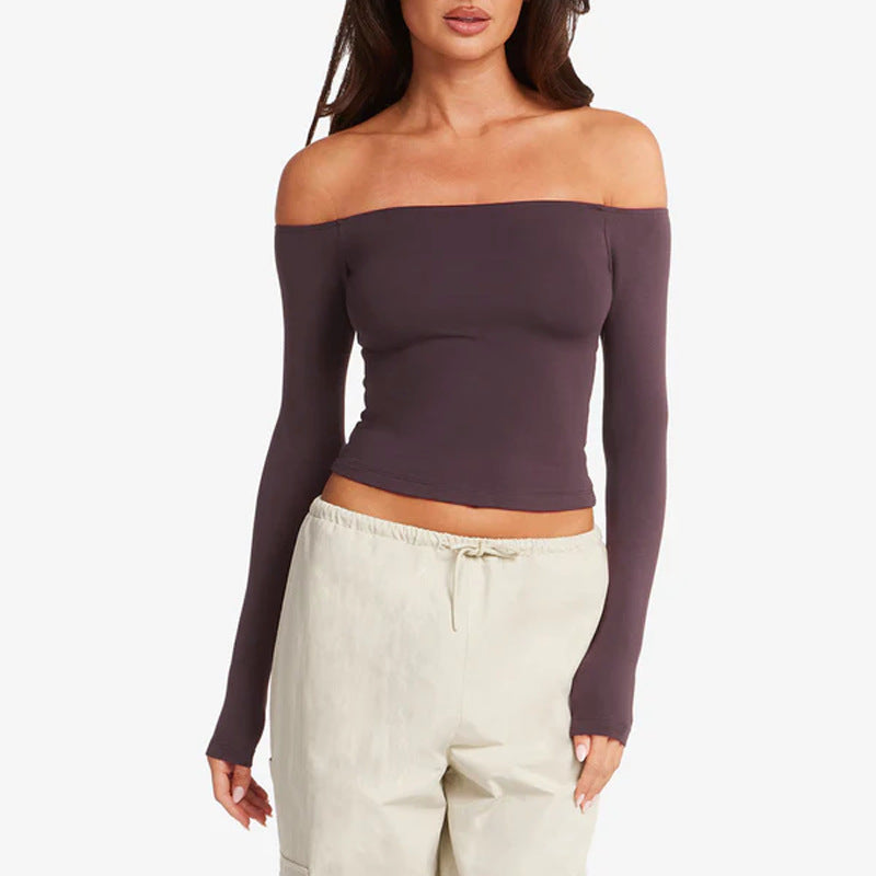 One-shoulder long-sleeved yoga suit