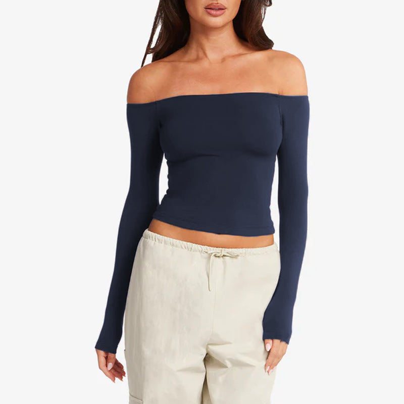One-shoulder long-sleeved yoga suit