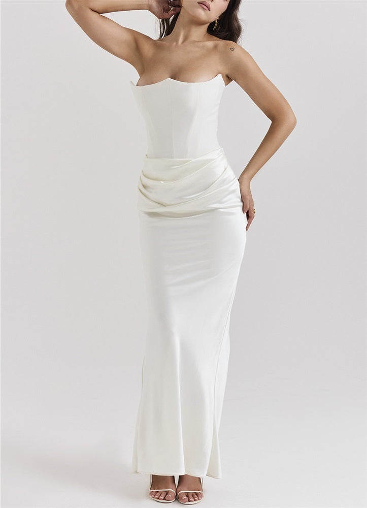 One Shoulder Pleated Bodysuit Dress