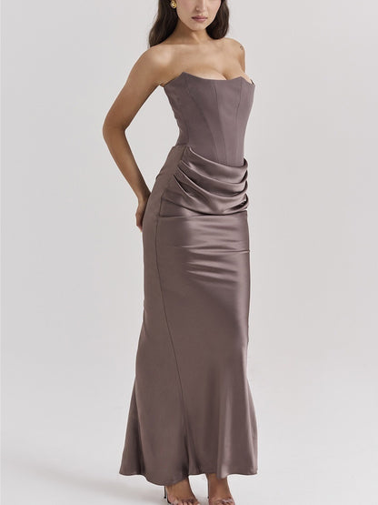 One Shoulder Pleated Bodysuit Dress