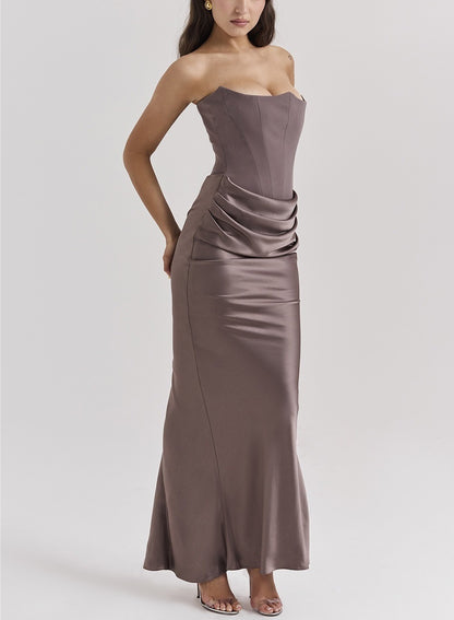 One Shoulder Pleated Bodysuit Dress