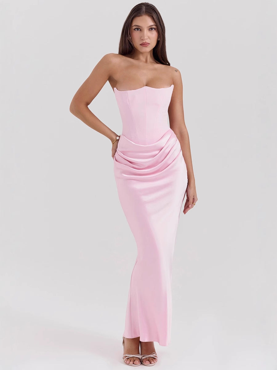 One Shoulder Pleated Bodysuit Dress