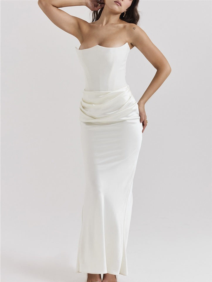 One Shoulder Pleated Bodysuit Dress