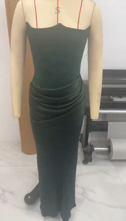 One Shoulder Pleated Bodysuit Dress