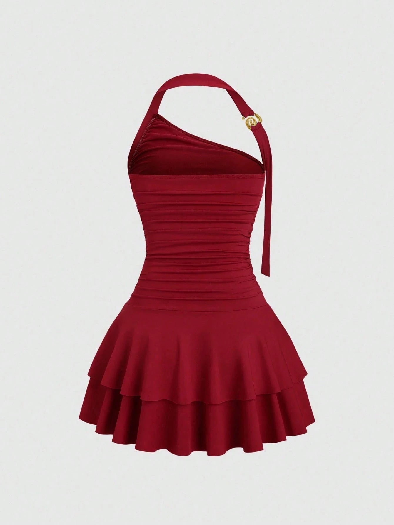 One-Shoulder Pleated Dress