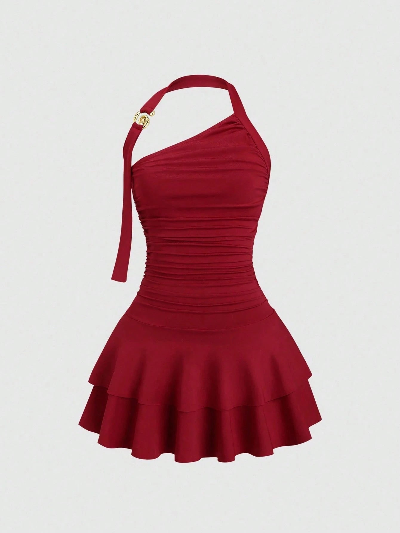 One-Shoulder Pleated Dress