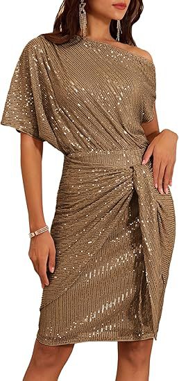 One-Shoulder Pleated Gown