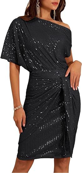 One-Shoulder Pleated Gown